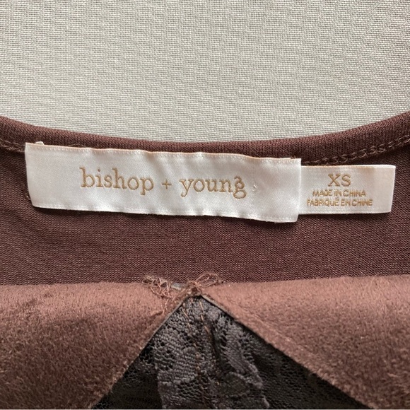 NWT Bishop+Young Babydoll Vegan Leather & Lace Trim Cami Tank Sz. XS Biker Luxe - Picture 13 of 13